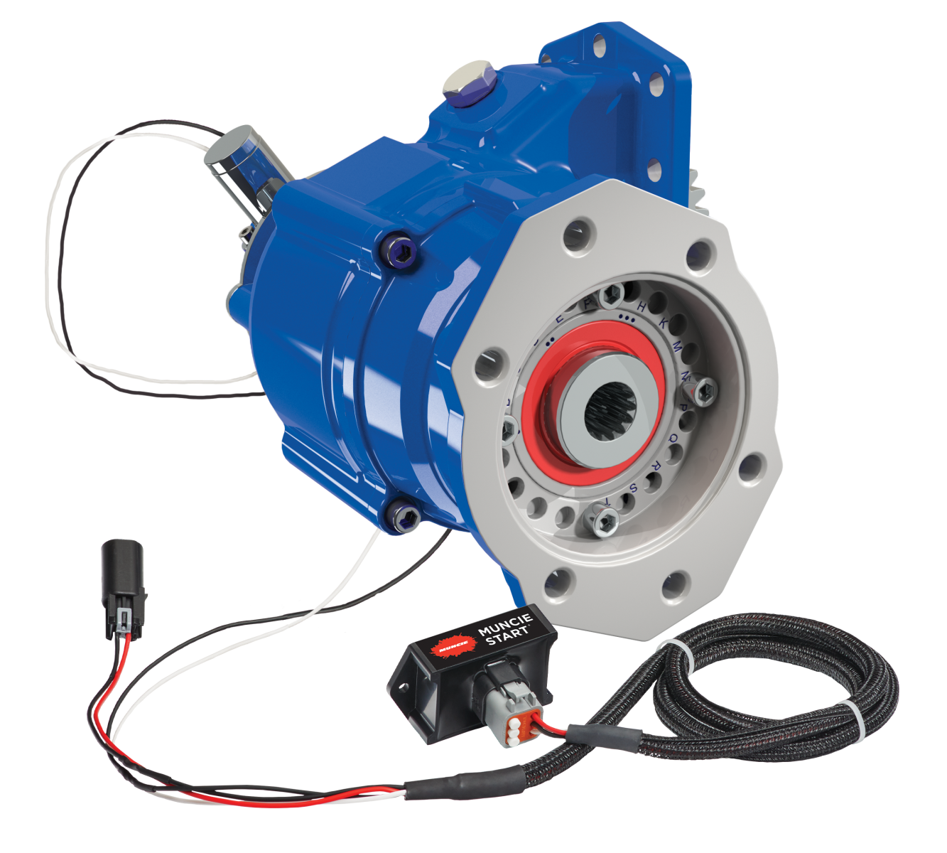 An image of the A20 Series PTO featuring the Muncie Start modulated clutch engagement module.