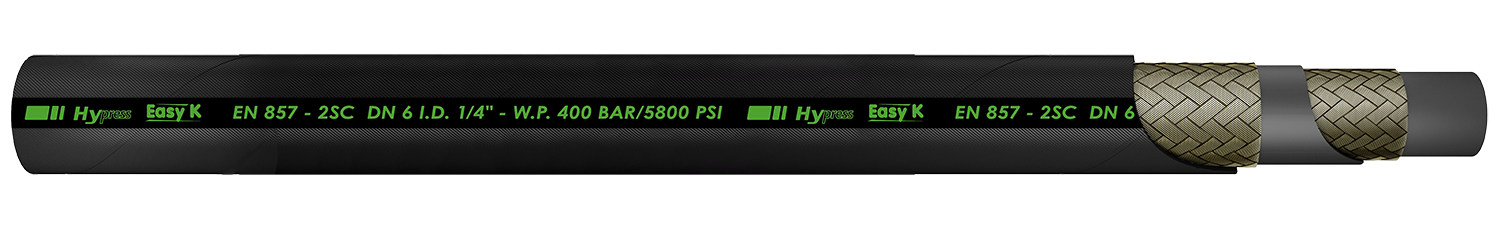 An image of the HyPress Easy K 2-wire braided hydraulic hose.