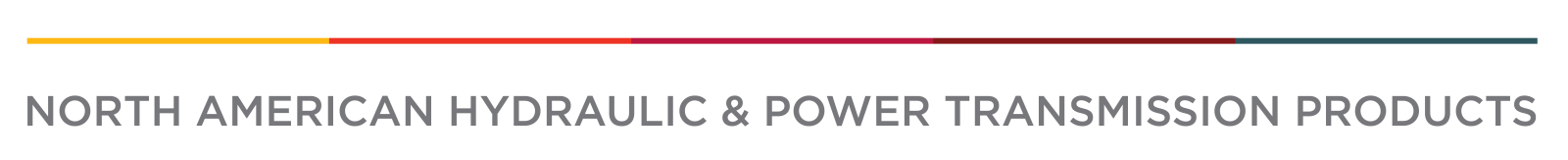 An image showing a string of colors meant to represent to the primary color of each of the companies that make of the North American portion of Interpump Group companies. This group of companies is referred to as North American Hydraulic & Power Transmission Products and is written out below the line of colors.