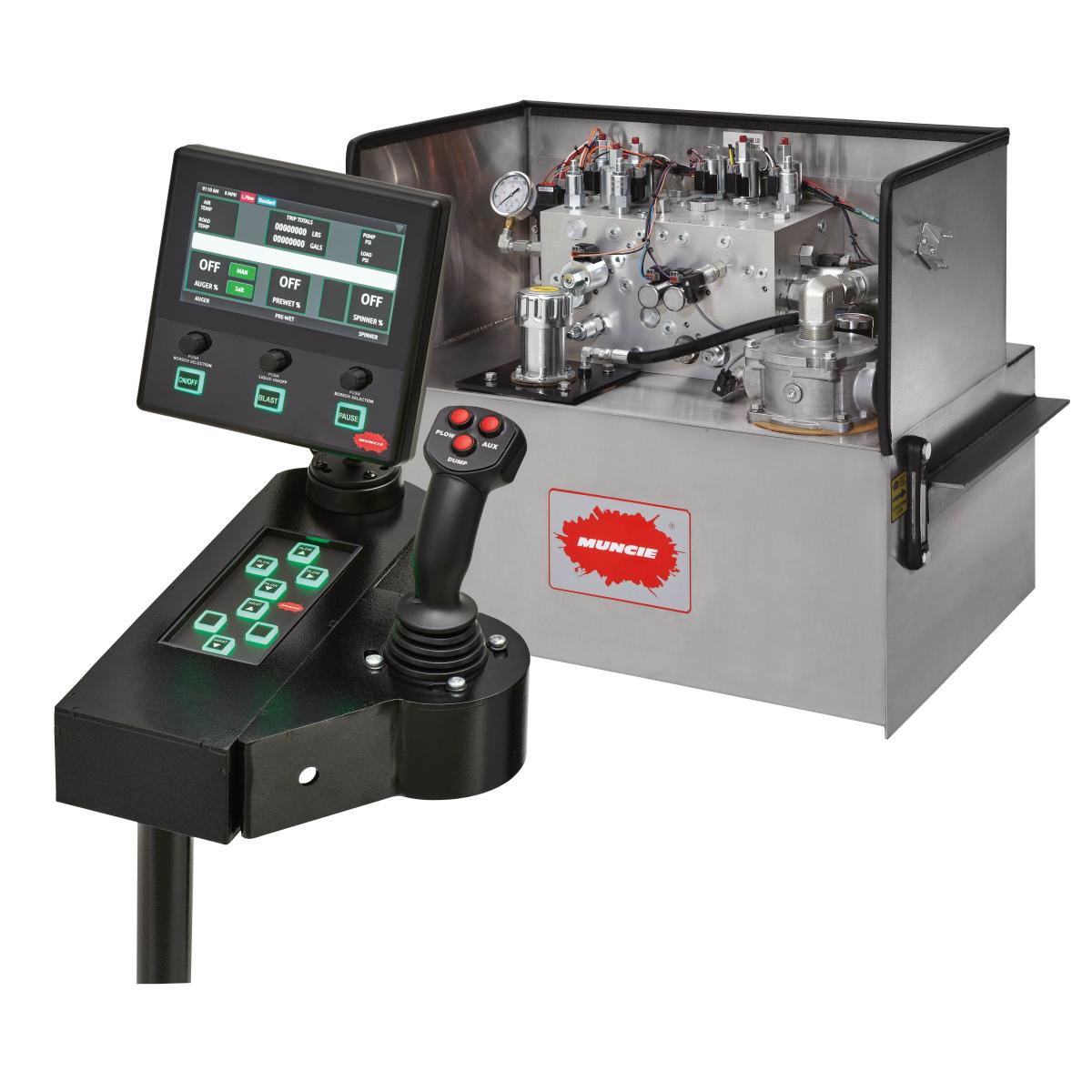 An image of the Omni-System Plus console setup with the enclosure behind it.