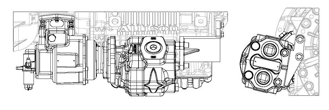 An illustration of an example of pump bracket design on Allison transmission.