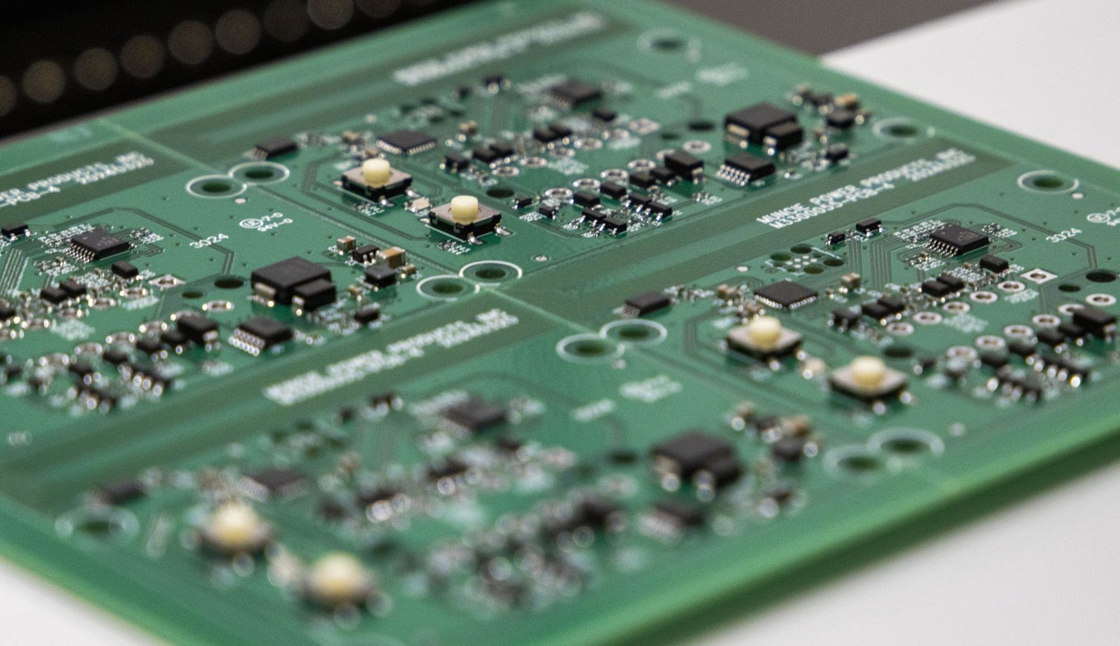 A close image of a printed circuit board assembly.
