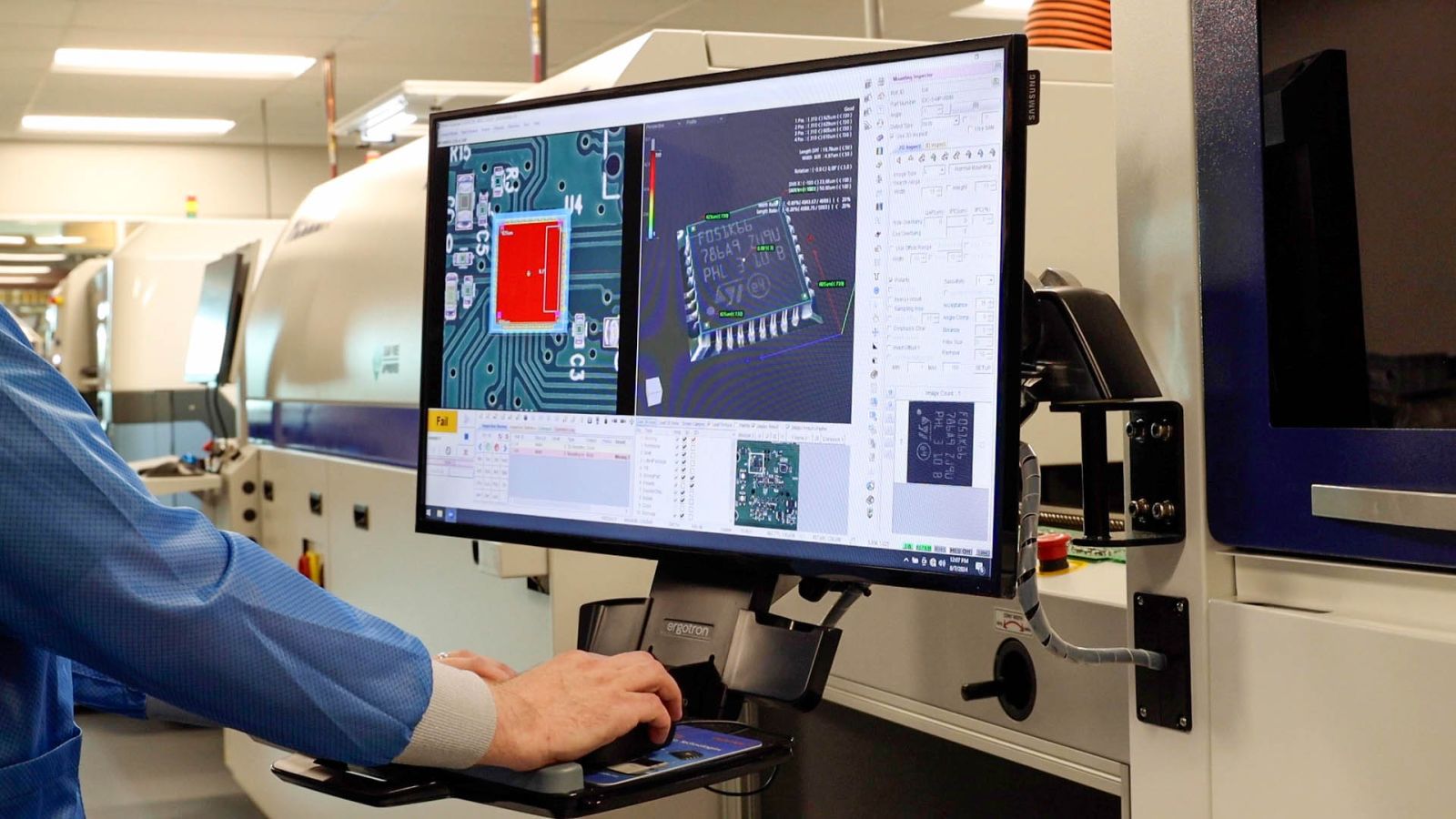 An image of a computer screen showing how the automatic optical inspection machine is able to look closely at the circuit board.
