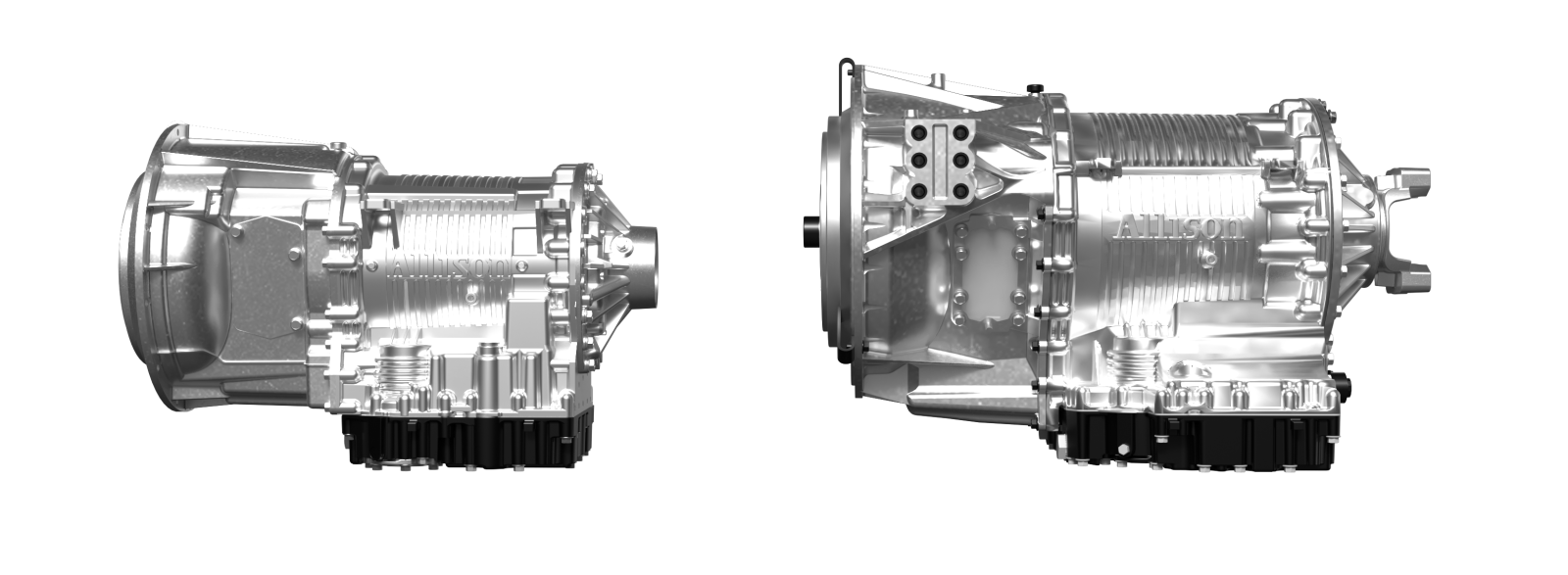 An image of the Allison 3000 RDS Series transmission on the left and the Allison 4000 RDS Series transmission on the right.